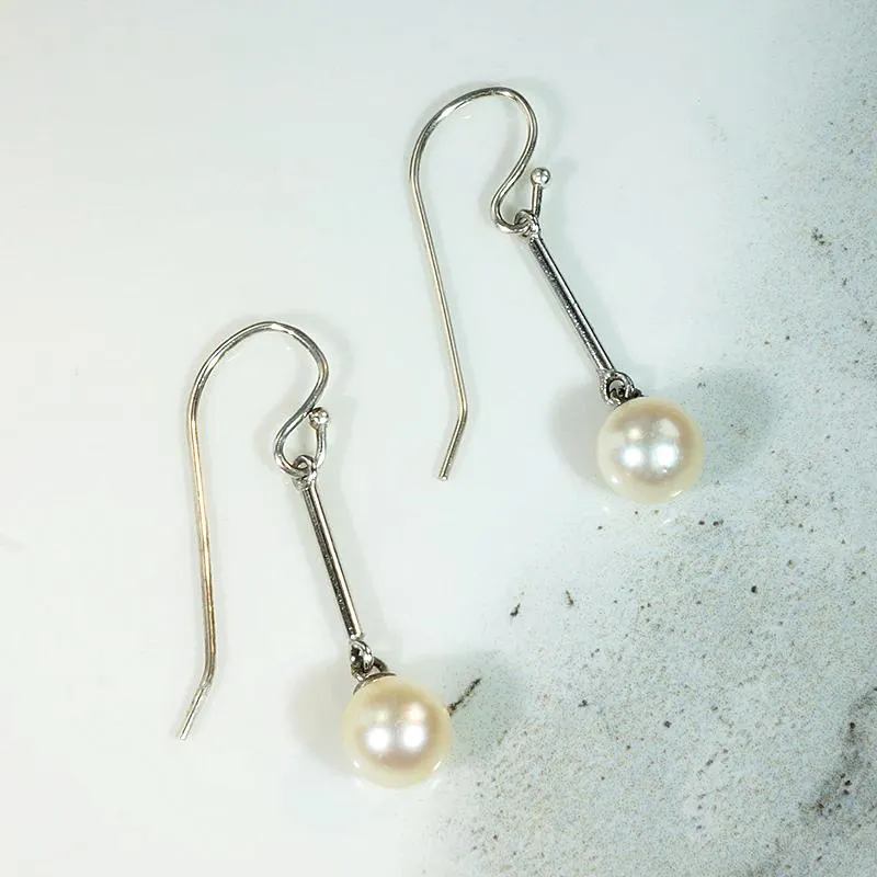 Luminous Pearl & Sterling Silver Drop Earrings