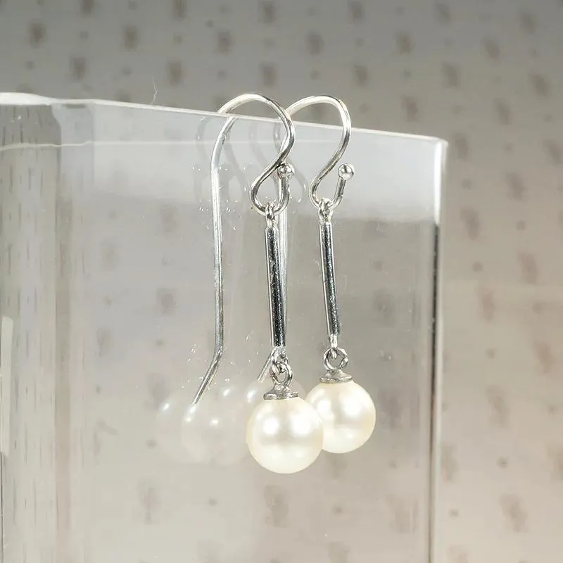 Luminous Pearl & Sterling Silver Drop Earrings