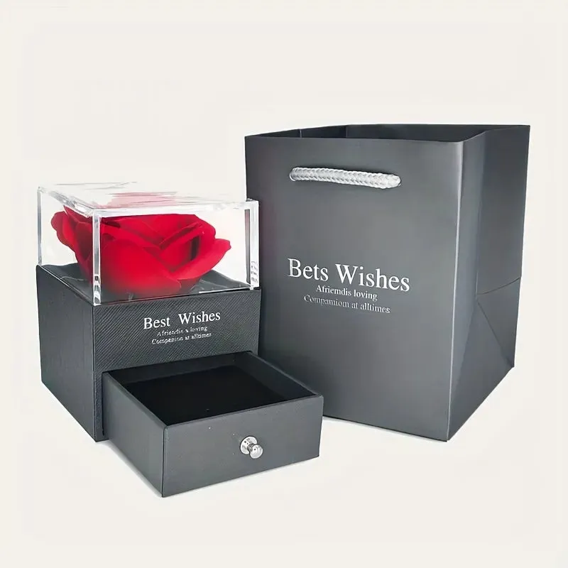 Luxury Red Zircon Pendant Necklaces With Rose Flower Gift Box For Girlfriend Women