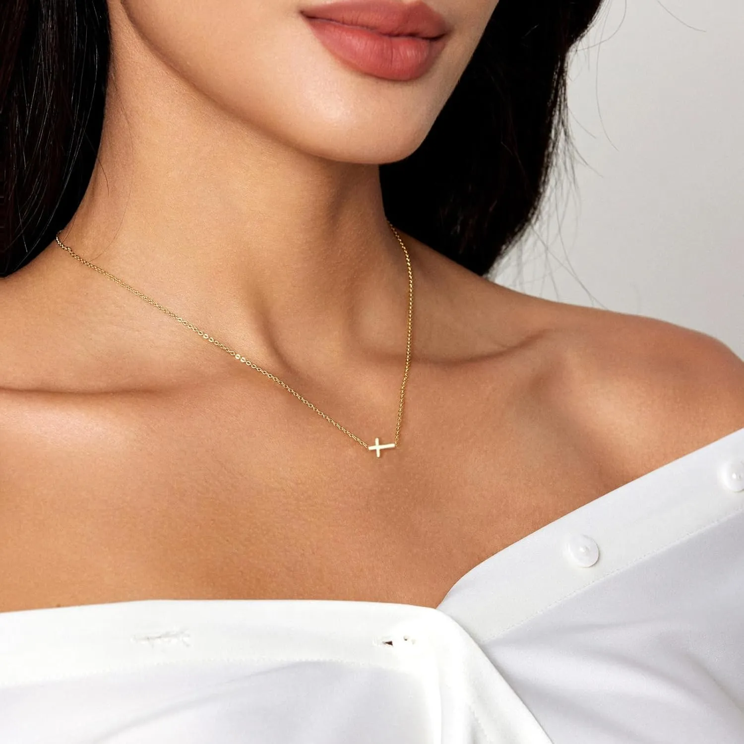 Luxval Cross Necklace for Women -Dainty 14K Gold Plated Cross Necklace Layered Gold Cross Necklace Cross Choker Necklace Gold Cross Necklaces for Women Trendy Gold Jewelry Gifts for Women