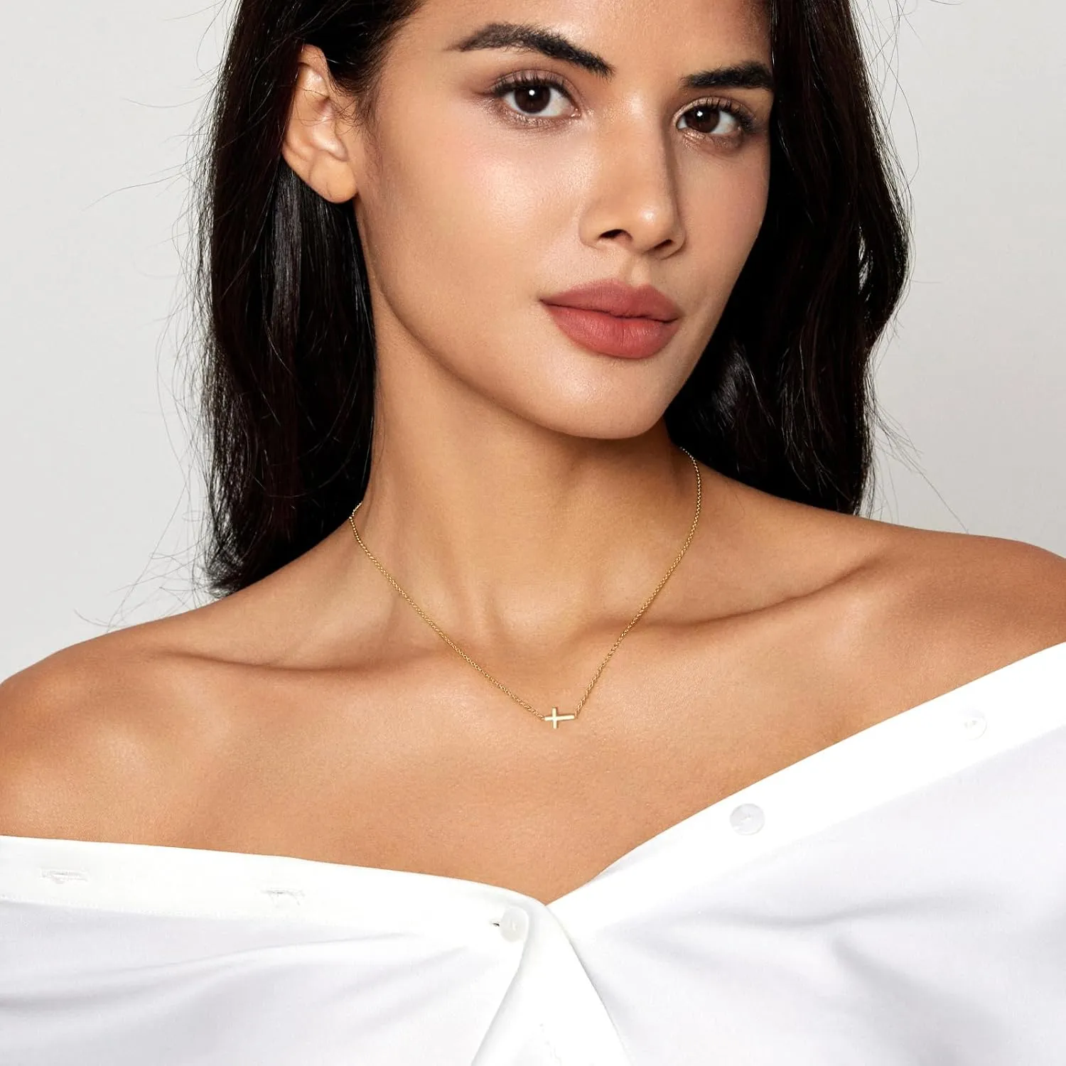 Luxval Cross Necklace for Women -Dainty 14K Gold Plated Cross Necklace Layered Gold Cross Necklace Cross Choker Necklace Gold Cross Necklaces for Women Trendy Gold Jewelry Gifts for Women