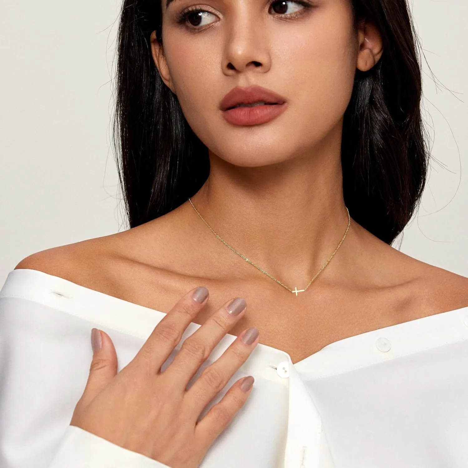 Luxval Cross Necklace for Women -Dainty 14K Gold Plated Cross Necklace Layered Gold Cross Necklace Cross Choker Necklace Gold Cross Necklaces for Women Trendy Gold Jewelry Gifts for Women