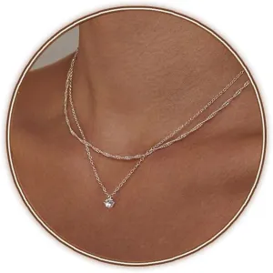 Luxval Diamond Pendant Gold Necklace for Women??Dainty 18k Gold Plated Choker Necklaces Simple Gold Jewelry Gifts for Women Girls