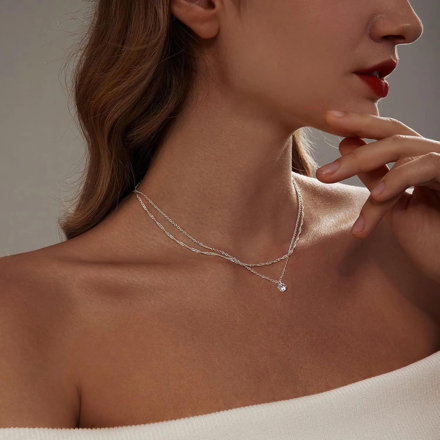 Luxval Diamond Pendant Gold Necklace for Women??Dainty 18k Gold Plated Choker Necklaces Simple Gold Jewelry Gifts for Women Girls