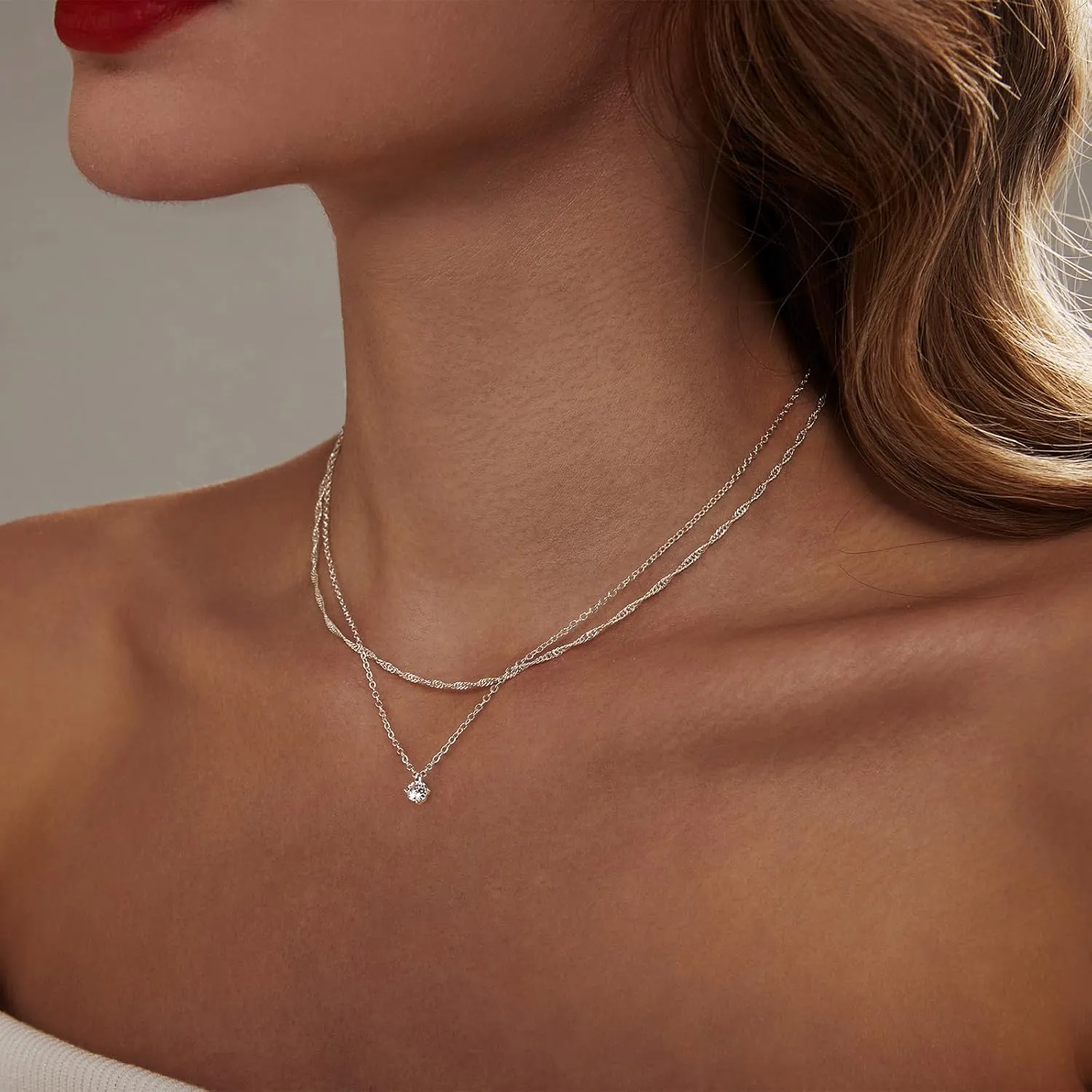 Luxval Diamond Pendant Gold Necklace for Women??Dainty 18k Gold Plated Choker Necklaces Simple Gold Jewelry Gifts for Women Girls