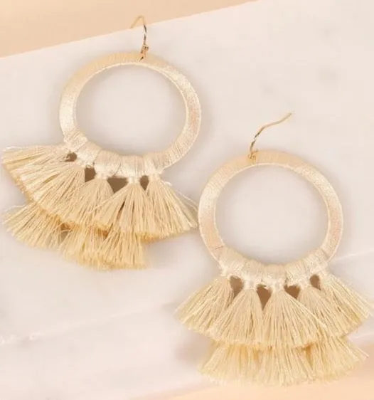 Making Statements Tassel Earrings - Ivory