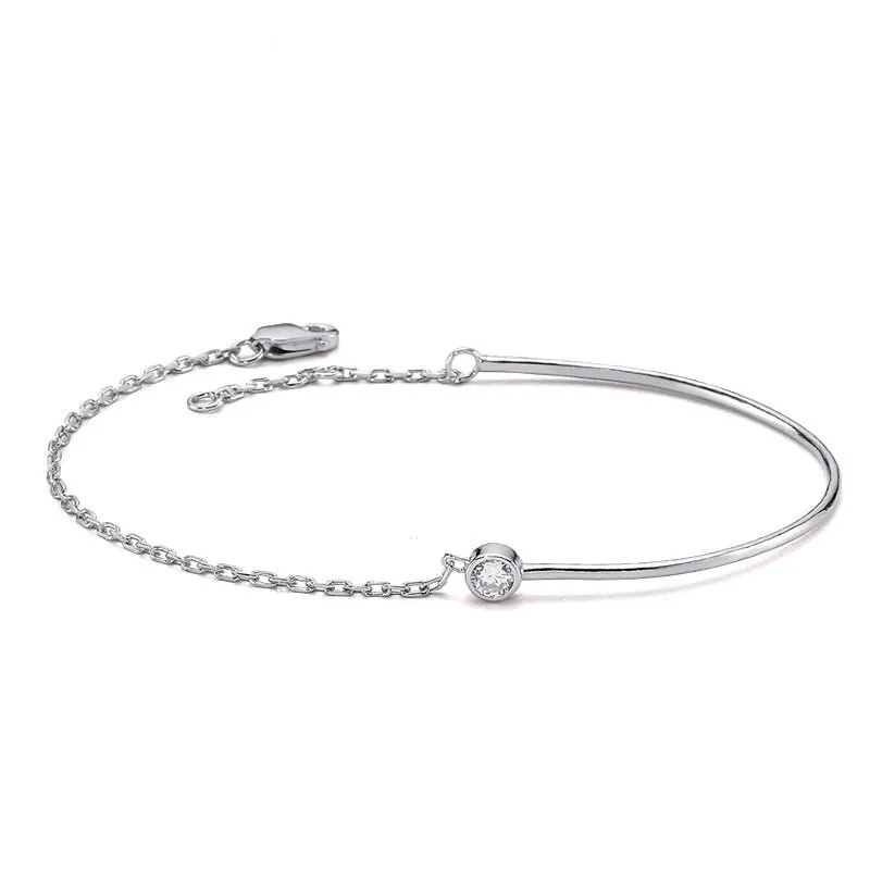 Maria Dainty Silver Chain Bracelet Cuff