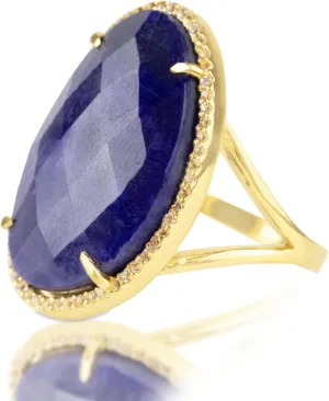 MAX   STONE 16 Ct. Birthstone Rings in 18k Gold Over Sterling Silver with White Topaz Accents - Oval Statement and Gemstone Rings