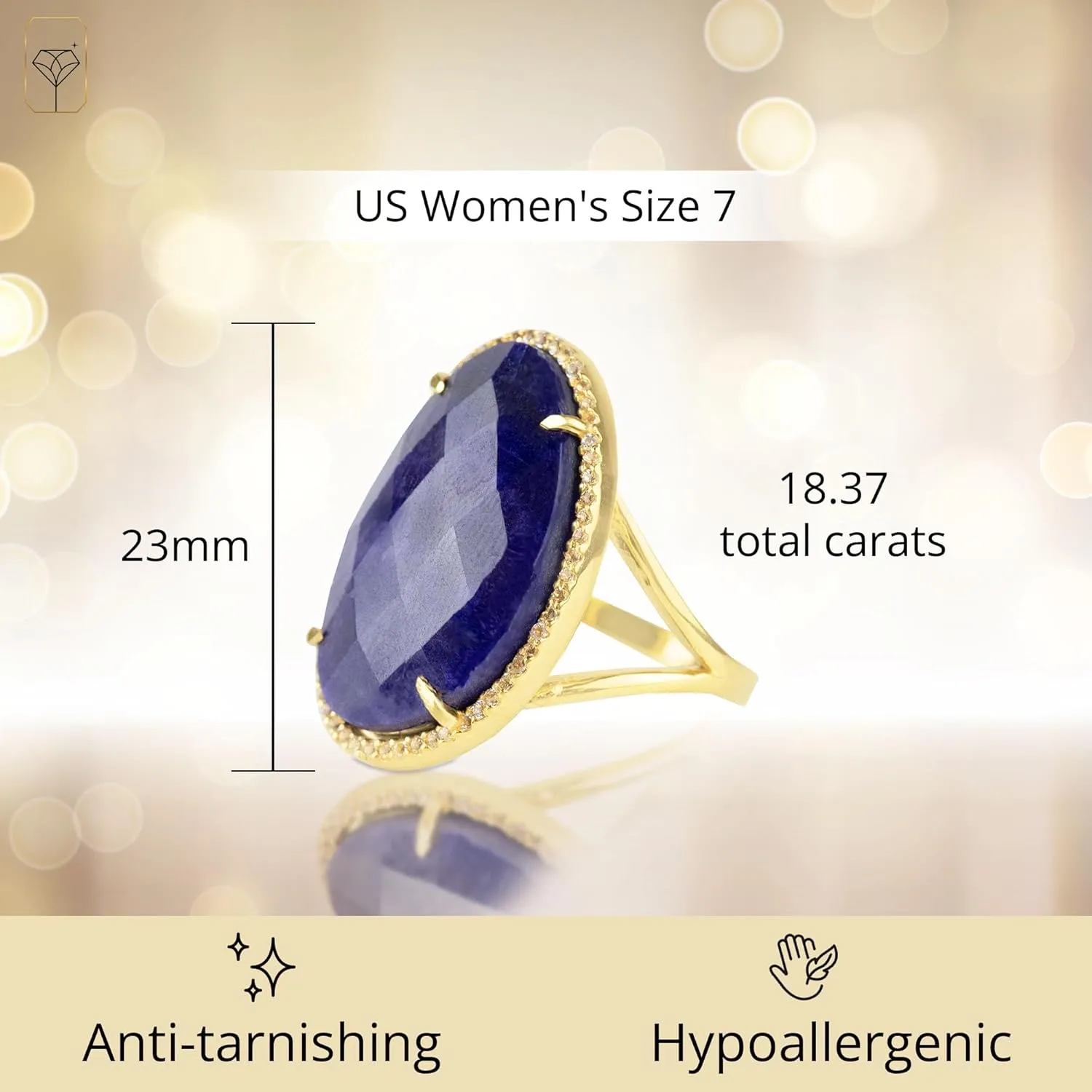 MAX   STONE 16 Ct. Birthstone Rings in 18k Gold Over Sterling Silver with White Topaz Accents - Oval Statement and Gemstone Rings