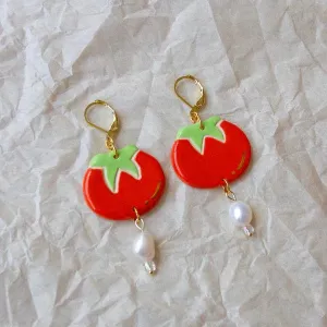 Meghan MacWhirter Tomato with Pearl Earrings