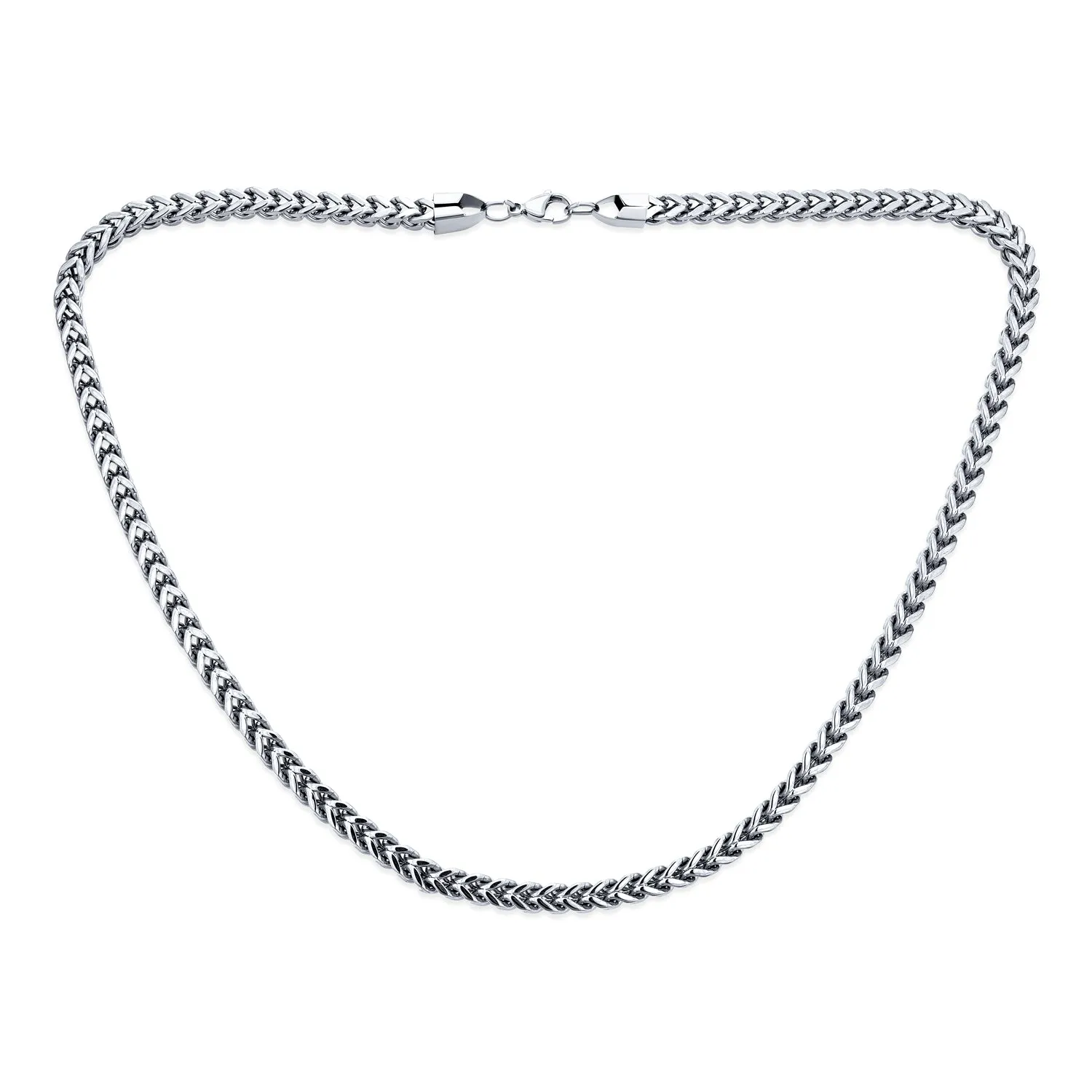 Men's 14K Gold Plated Stainless Steel Chain Necklace - 6MM Flat Square Wheat Link