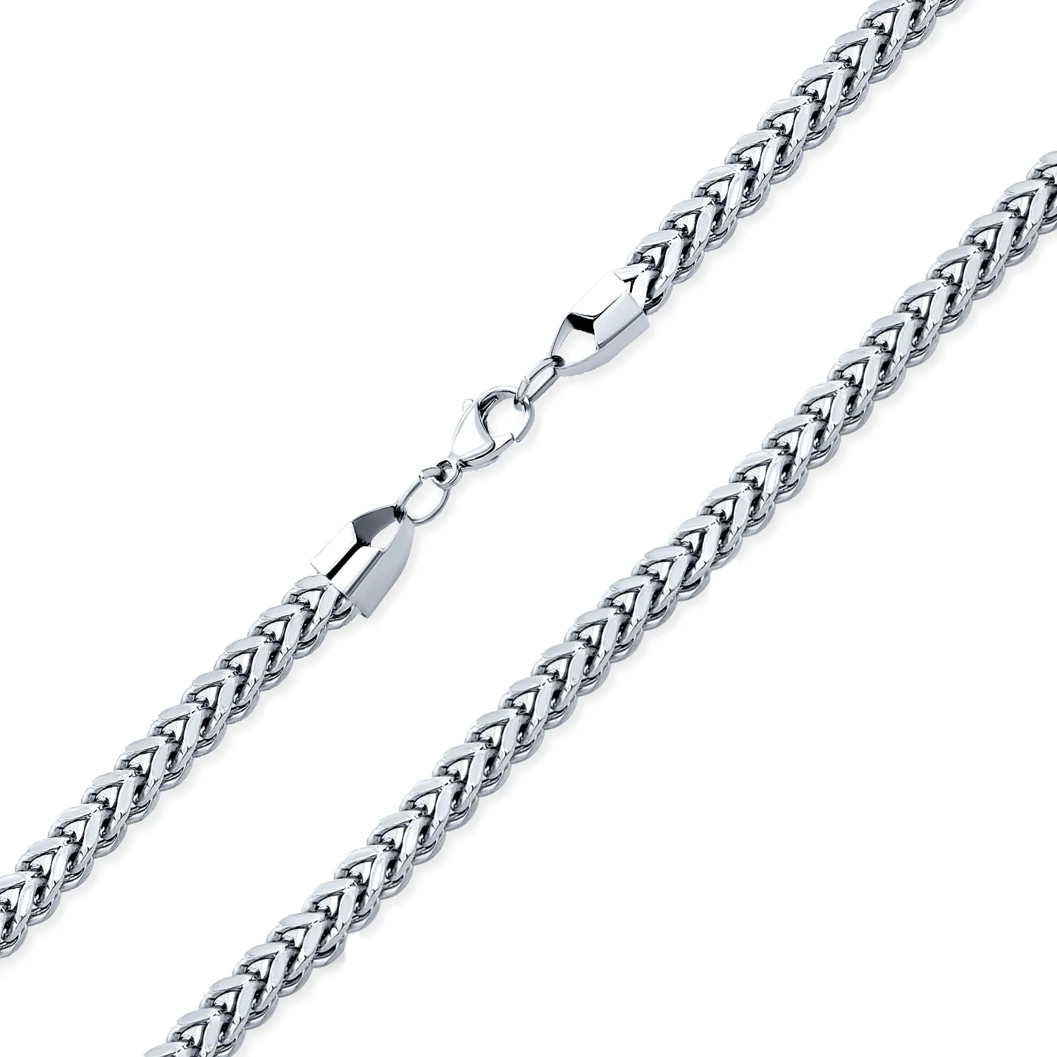 Men's 14K Gold Plated Stainless Steel Chain Necklace - 6MM Flat Square Wheat Link