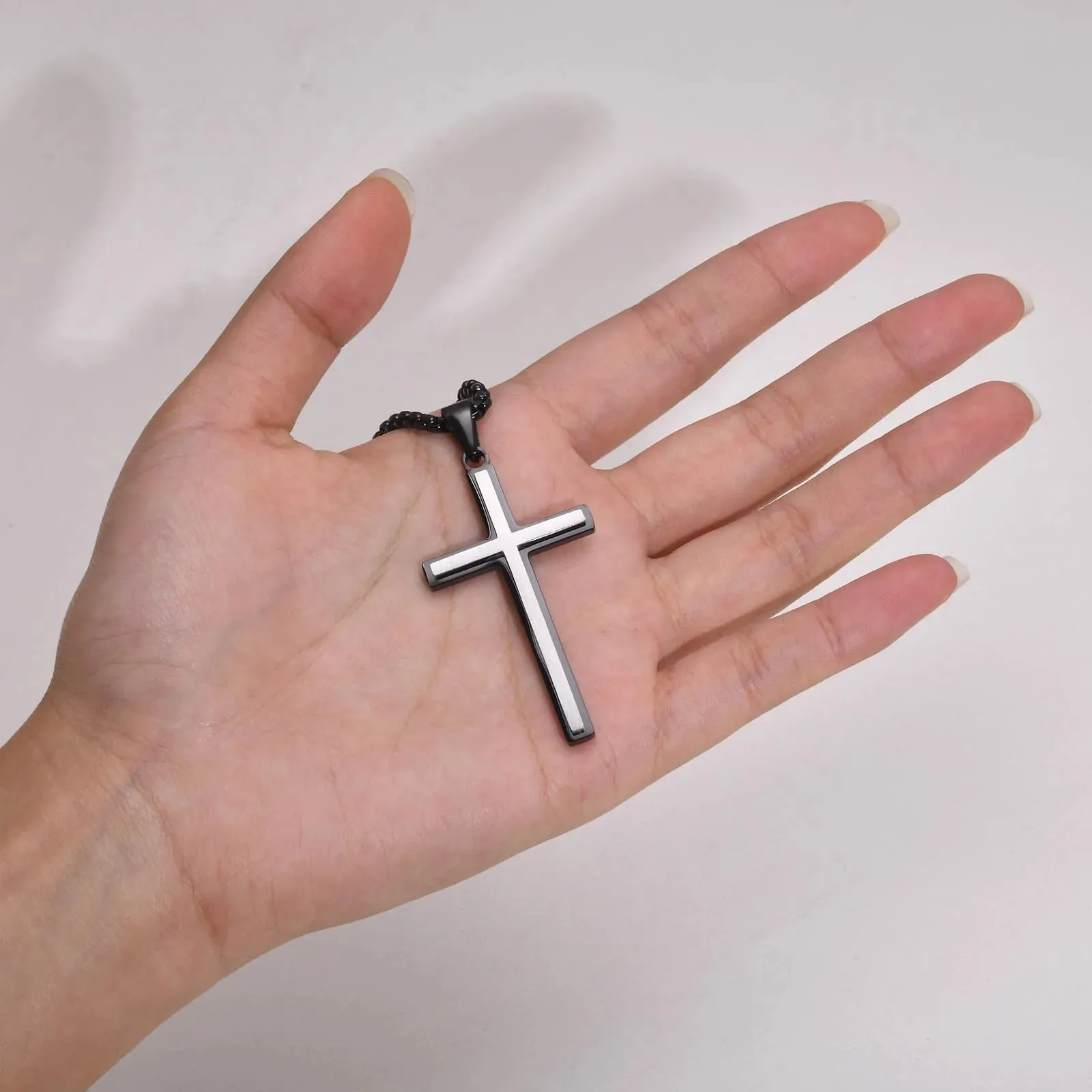 Mens Double Layers Cross Necklaces