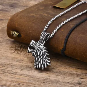 Mens Rock Punk Wolf Necklaces, Waterproof Stainless Steel Collar Jewelry Gifts