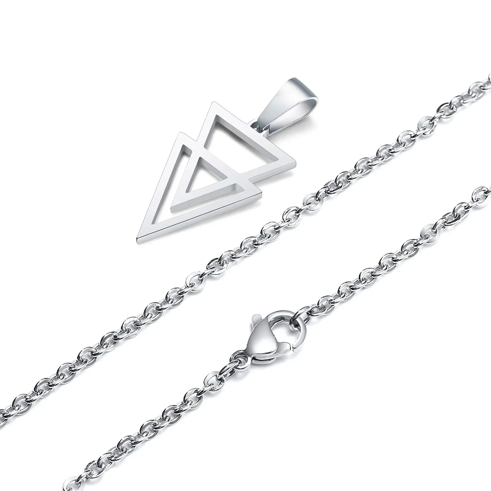 Men's Stainless Steel Hollow Double Triangle Necklaces