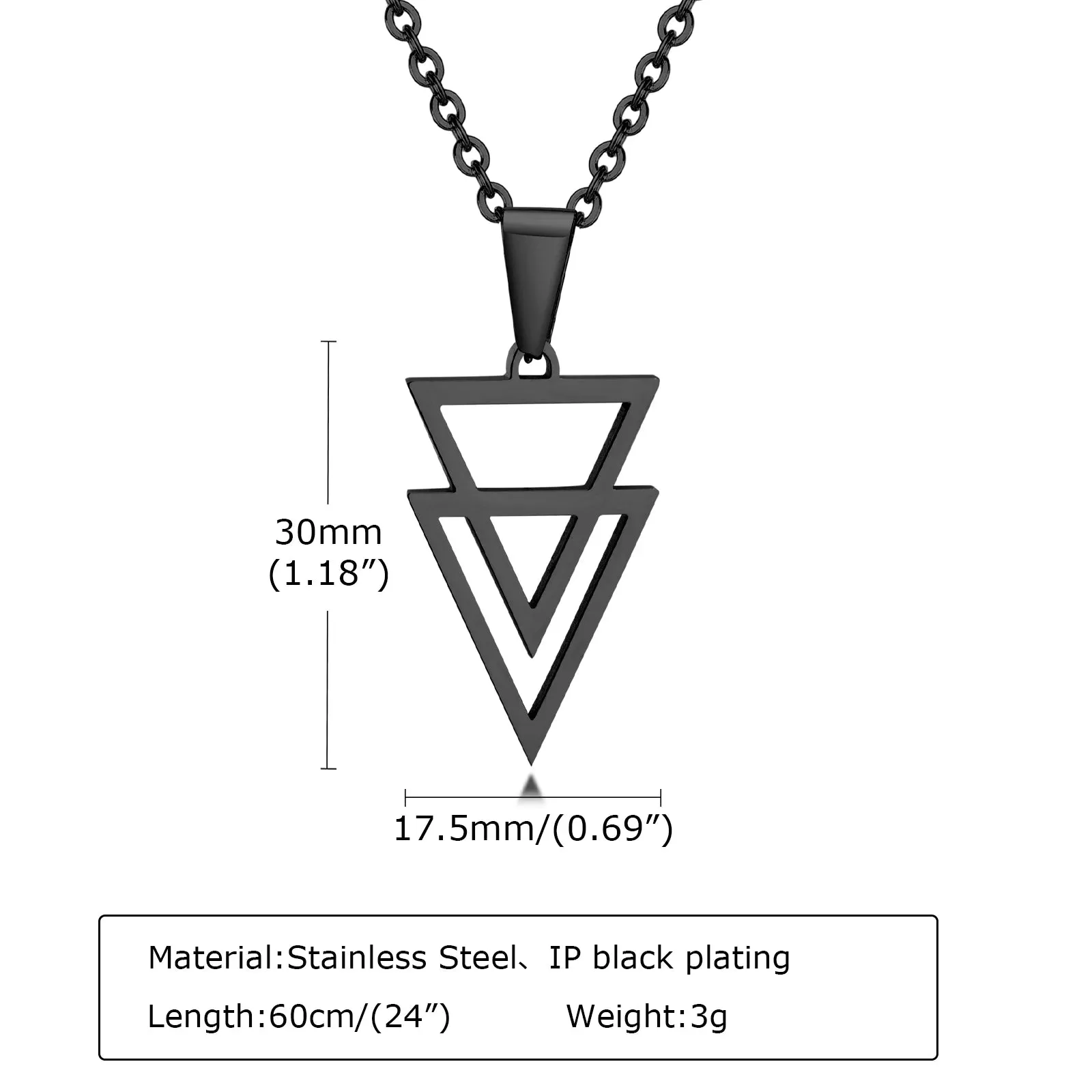 Men's Stainless Steel Hollow Double Triangle Necklaces