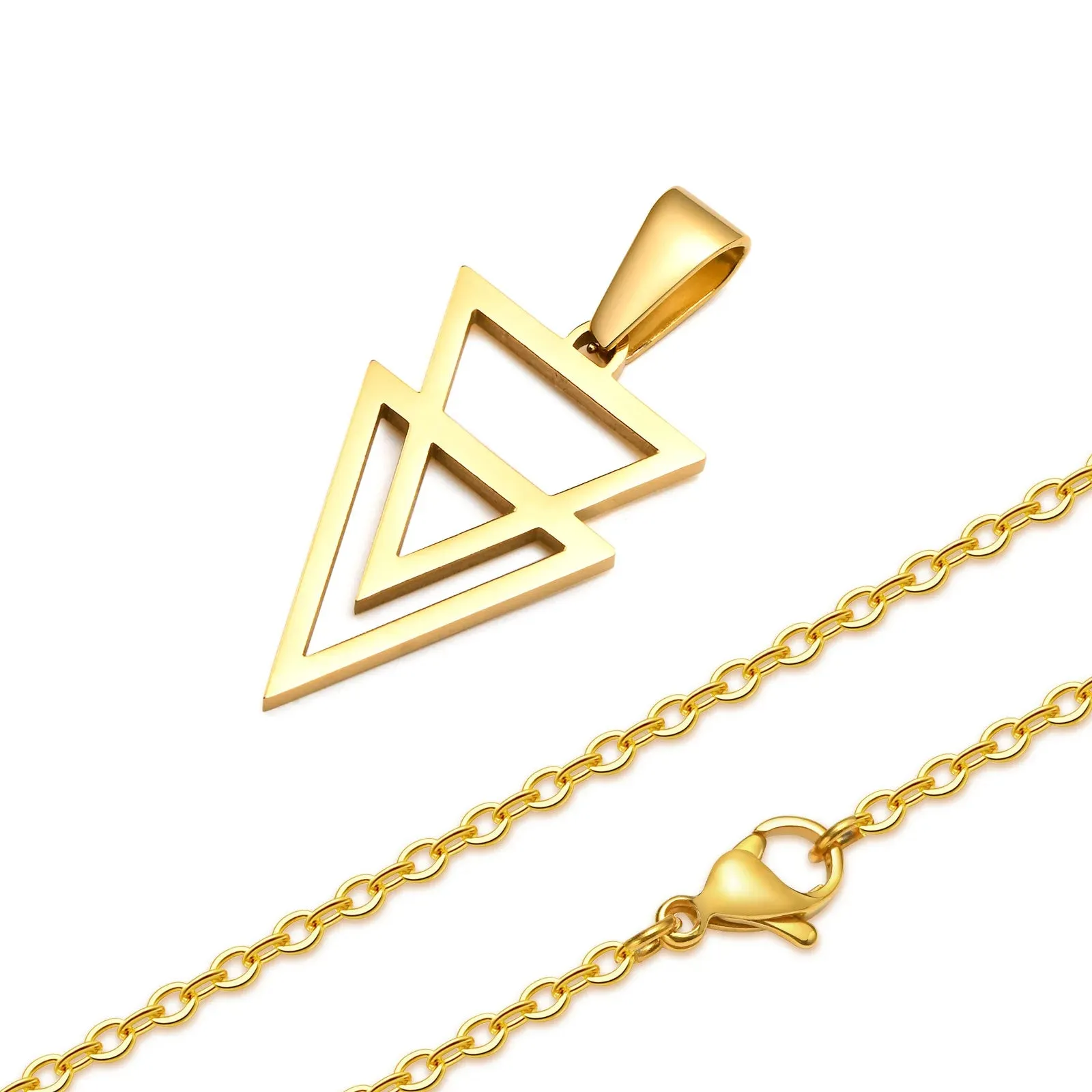 Men's Stainless Steel Hollow Double Triangle Necklaces