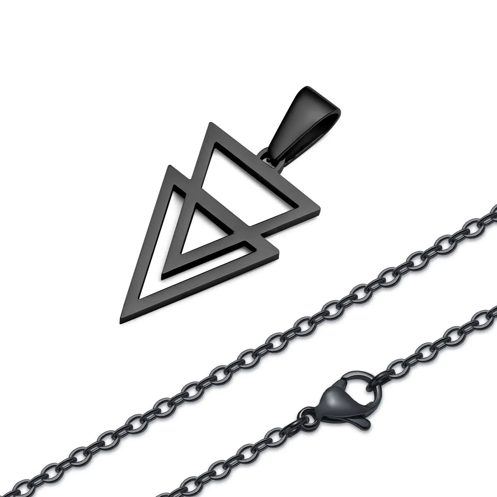 Men's Stainless Steel Hollow Double Triangle Necklaces