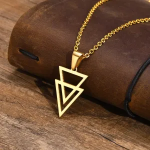 Men's Stainless Steel Hollow Double Triangle Necklaces