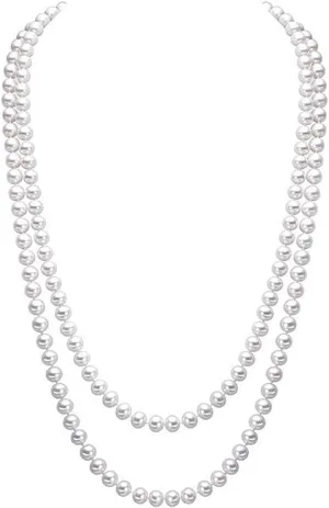Merdia Elegant Women Lady Long White Sweater Created Pearl Necklace Beaded necklace
