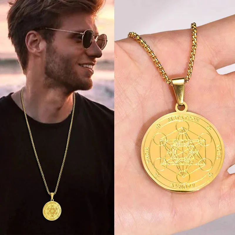 Metatron Archangel Medallion Necklace Men