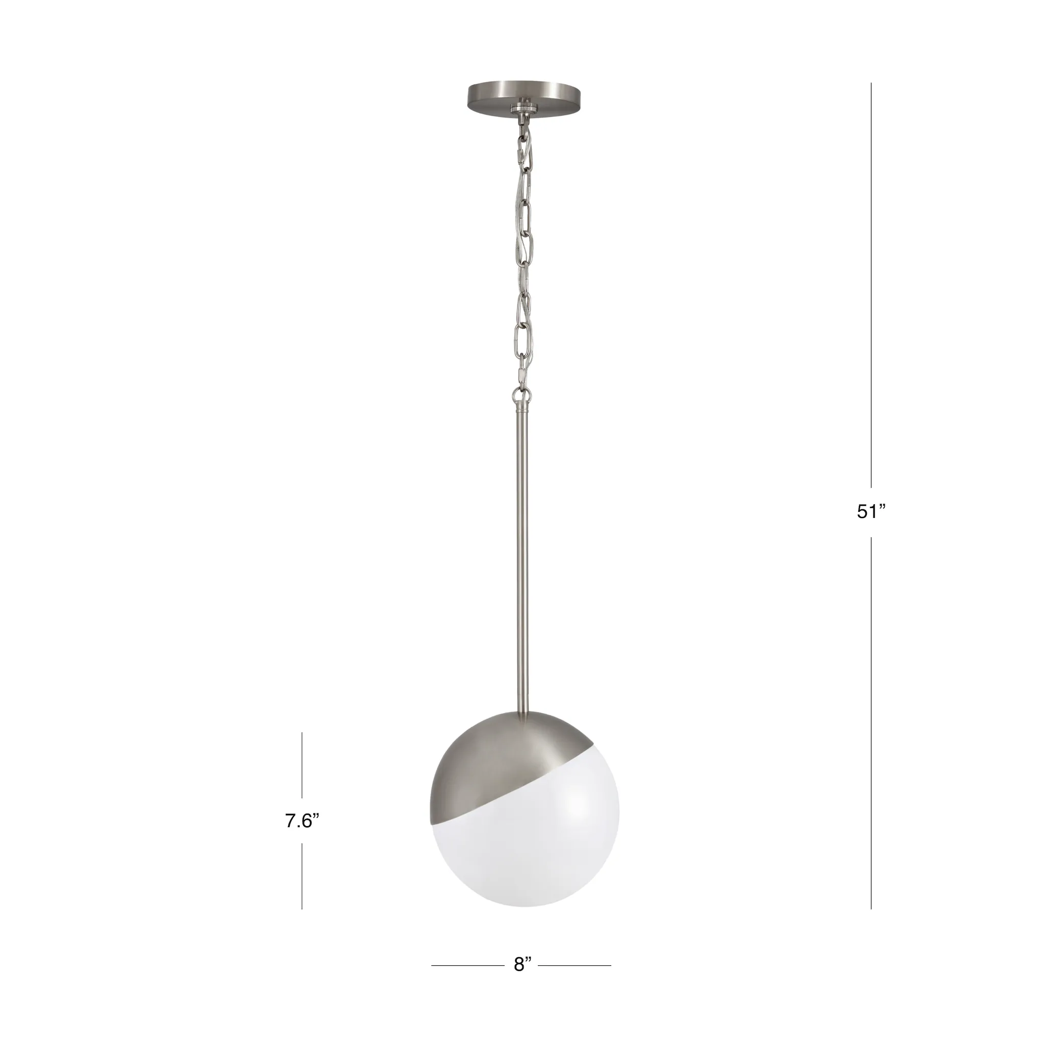 Milan 1-Light Globe Pendant Light in Brushed Nickel