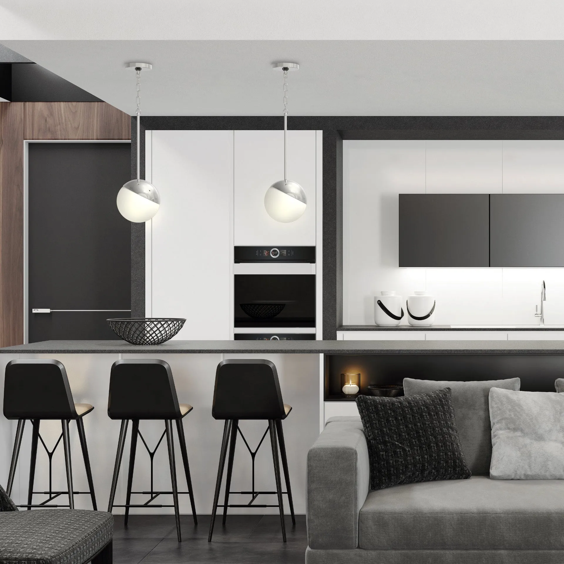 Milan 1-Light Globe Pendant Light in Brushed Nickel