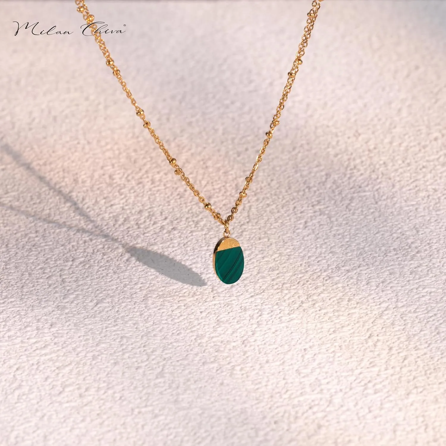 Milan Chiva 14K Gold Plated Necklace for women, Dainty Trendy Non Tarnish Pendant Charm Necklaces Fashion Jewelry for Women Waterproof