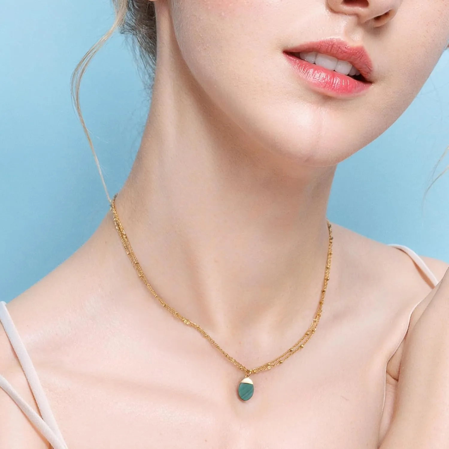 Milan Chiva 14K Gold Plated Necklace for women, Dainty Trendy Non Tarnish Pendant Charm Necklaces Fashion Jewelry for Women Waterproof