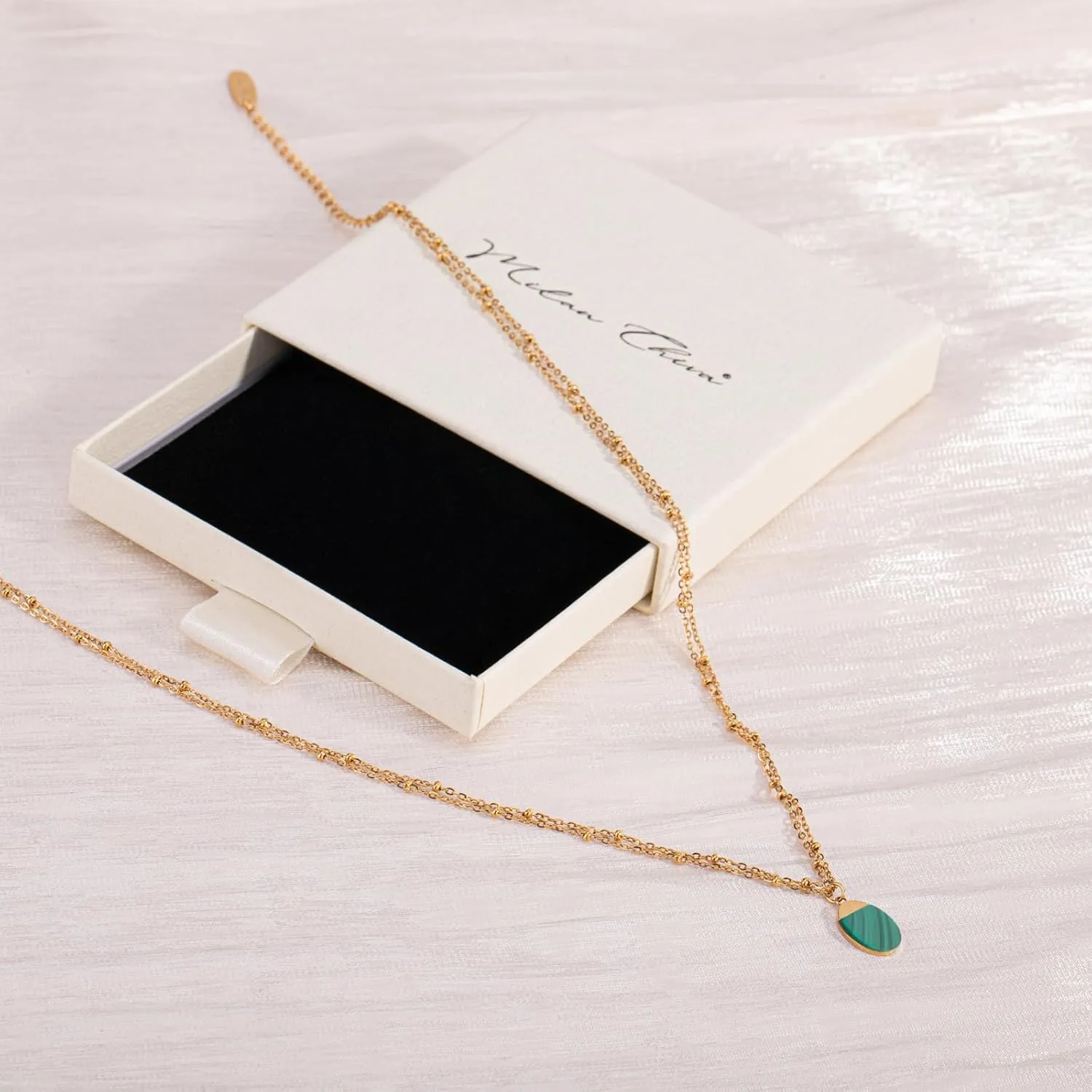 Milan Chiva 14K Gold Plated Necklace for women, Dainty Trendy Non Tarnish Pendant Charm Necklaces Fashion Jewelry for Women Waterproof