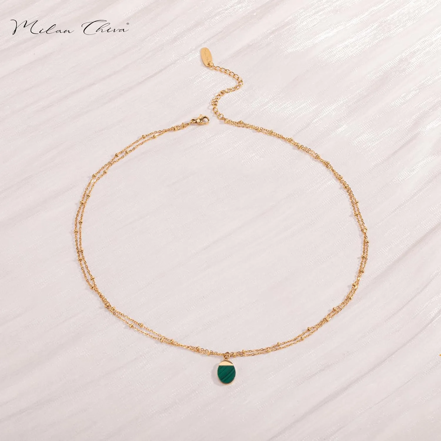 Milan Chiva 14K Gold Plated Necklace for women, Dainty Trendy Non Tarnish Pendant Charm Necklaces Fashion Jewelry for Women Waterproof