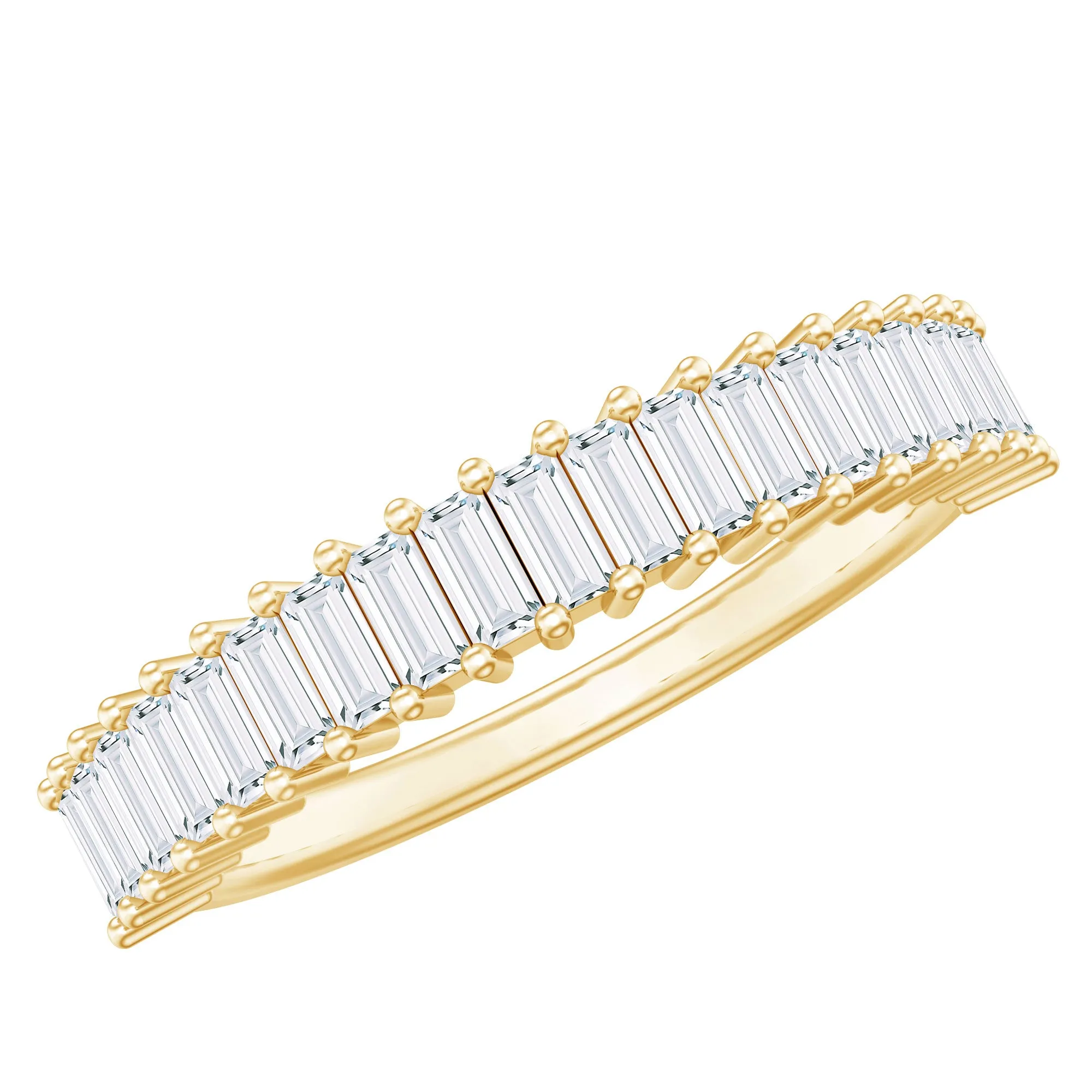 Minimal Baguette Cut Moissanite Half Eternity Band Ring