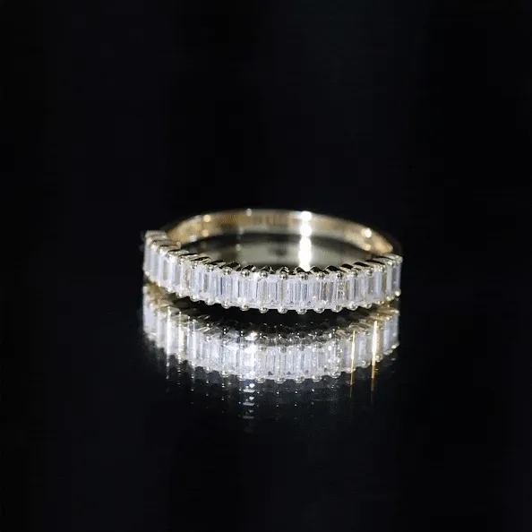 Minimal Baguette Cut Moissanite Half Eternity Band Ring