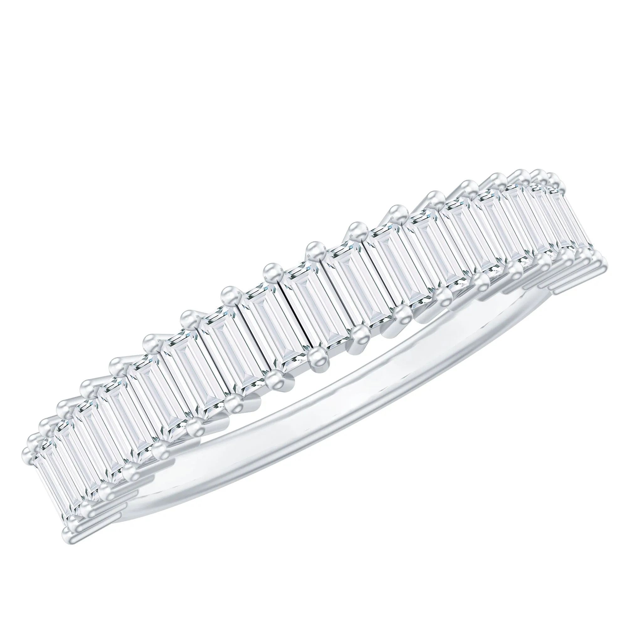 Minimal Baguette Cut Moissanite Half Eternity Band Ring