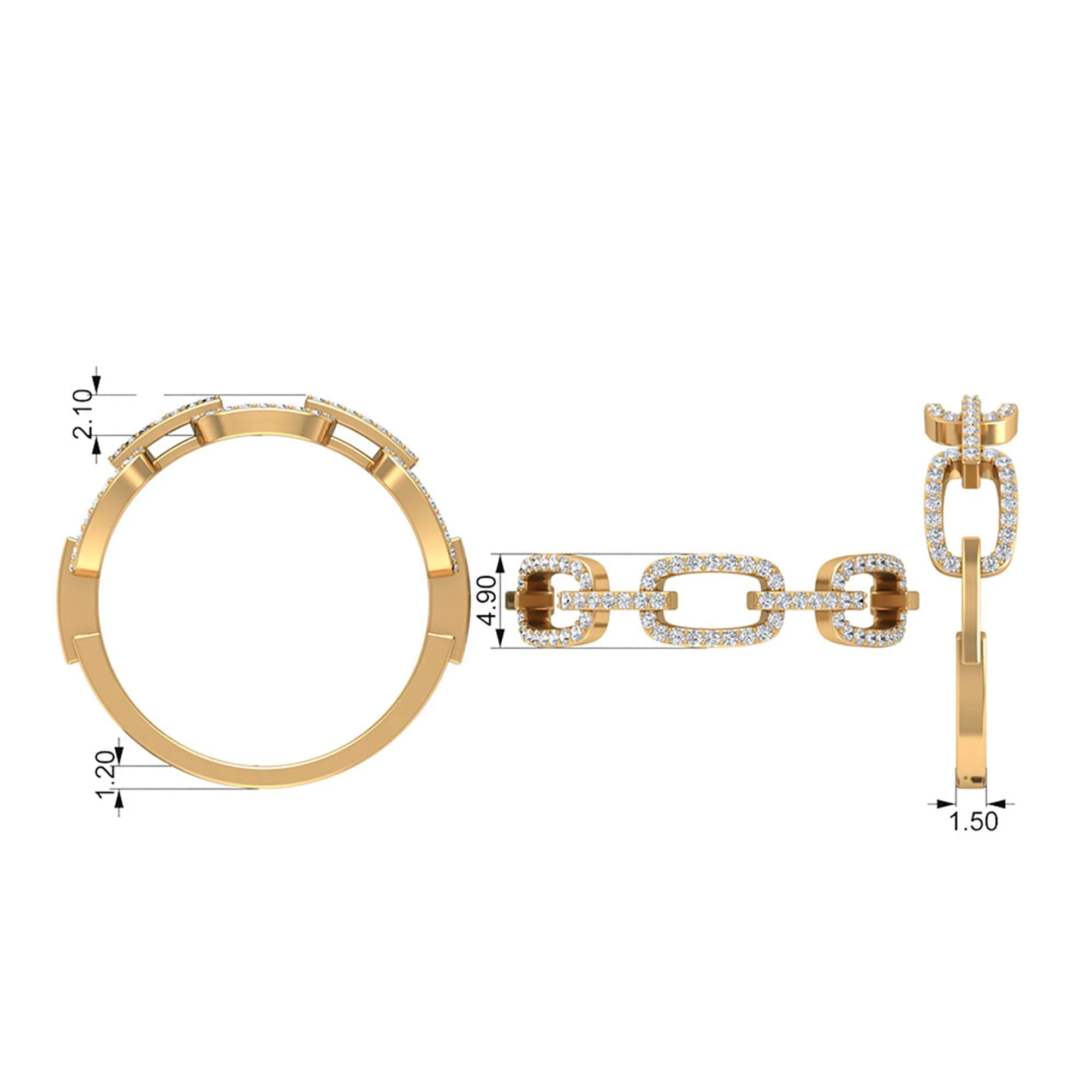 Minimal Cubic Zirconia Chain Link Ring