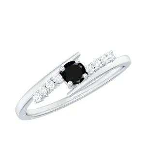 Minimal Lab Created Black Diamond and Diamond Bypass Promise Ring