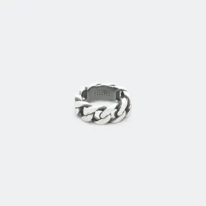 Minimal Logo Curb Ring - Silver Toned Brass