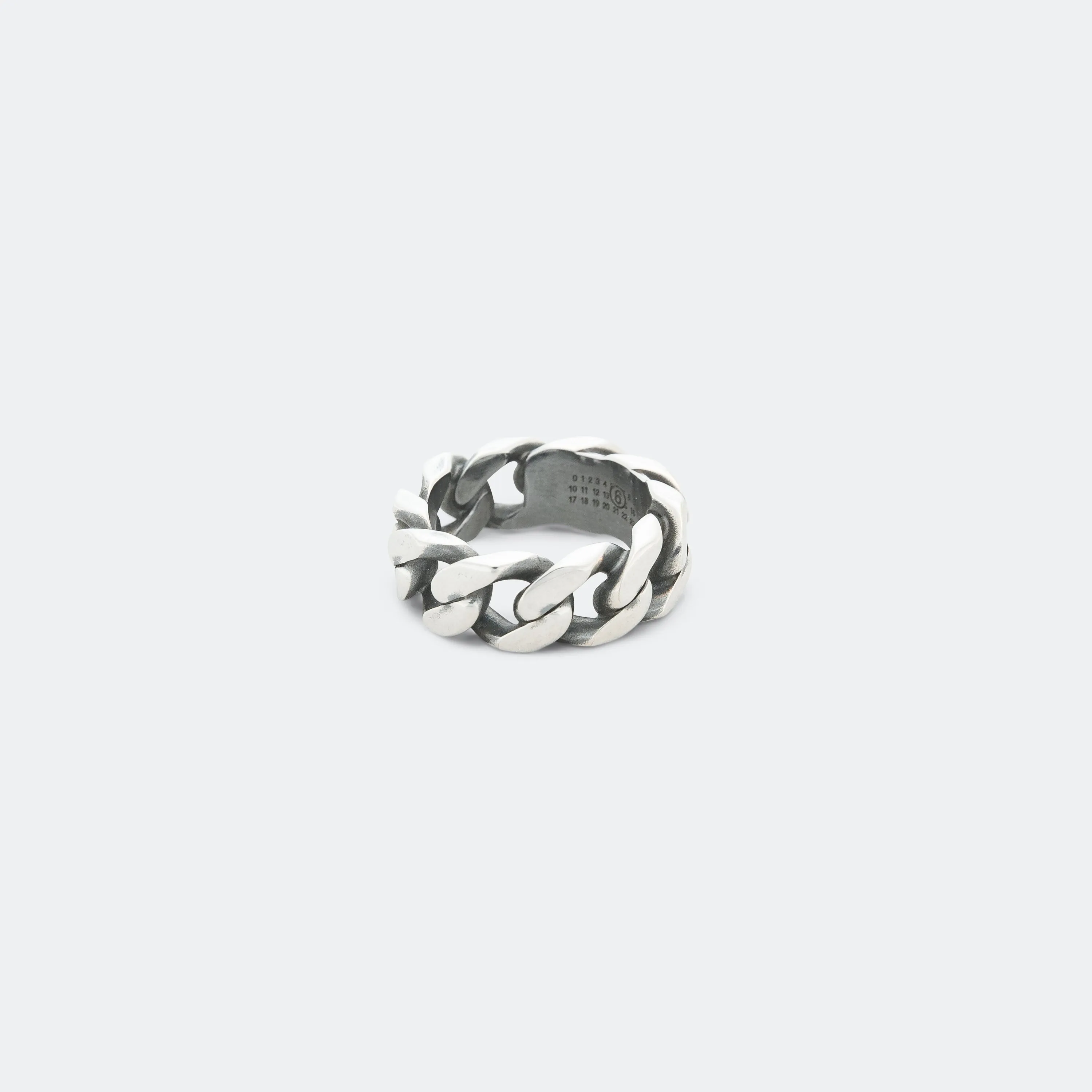 Minimal Logo Curb Ring - Silver Toned Brass