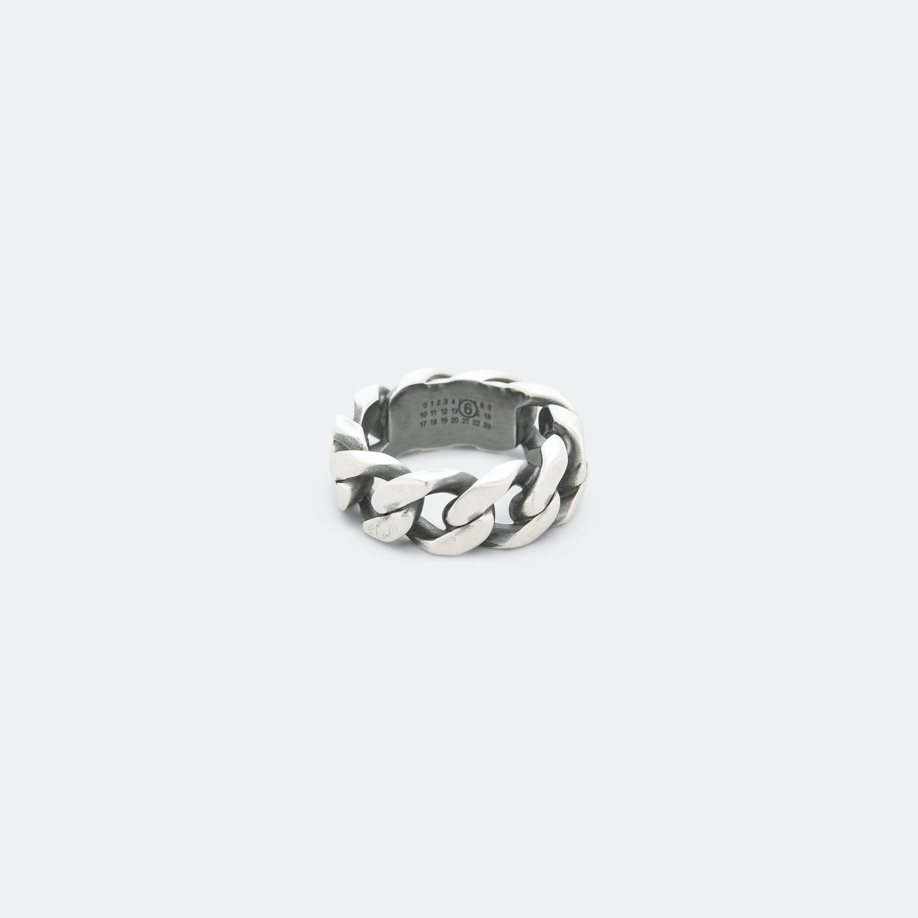 Minimal Logo Curb Ring - Silver Toned Brass