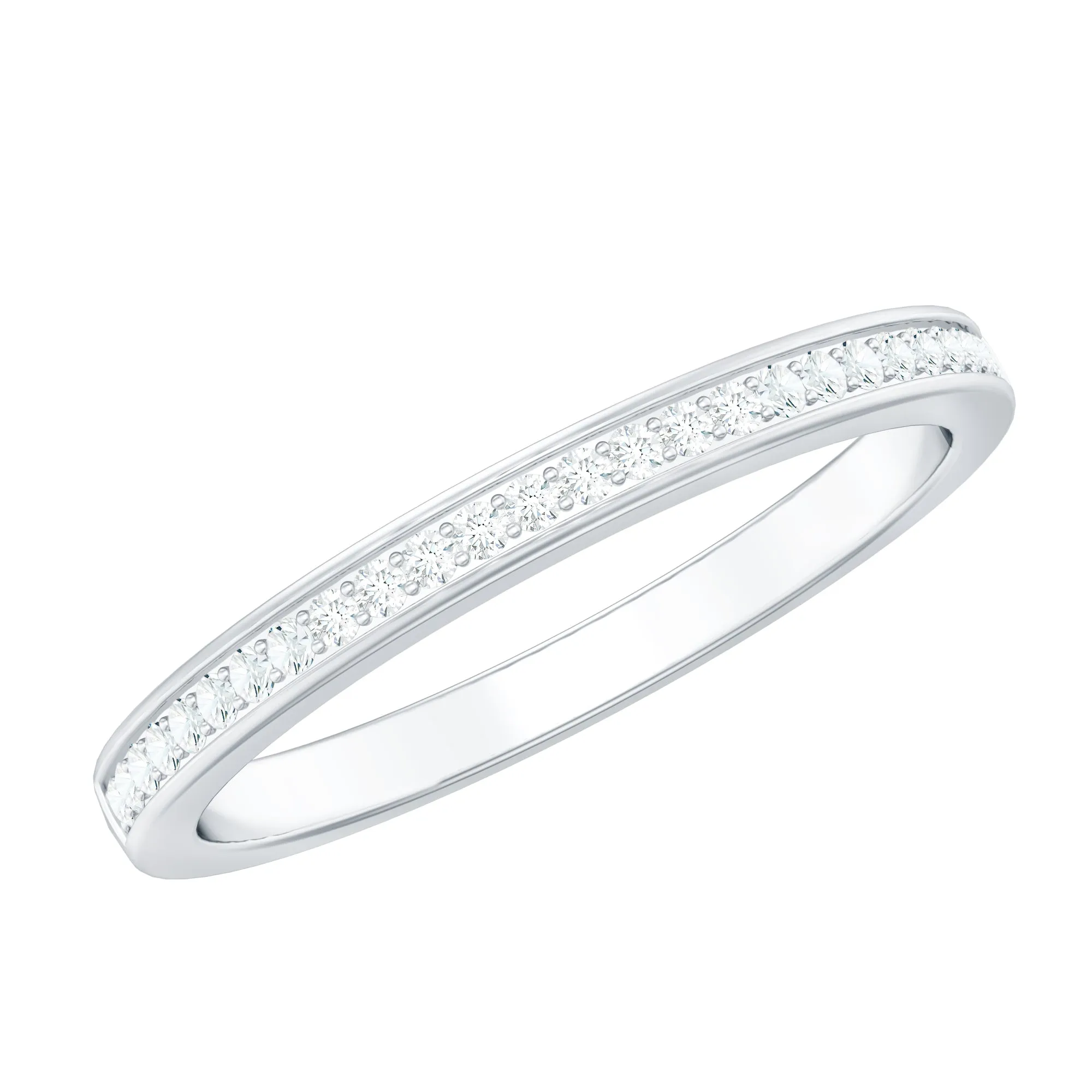 Minimal Moissanite Semi Eternity Band Ring