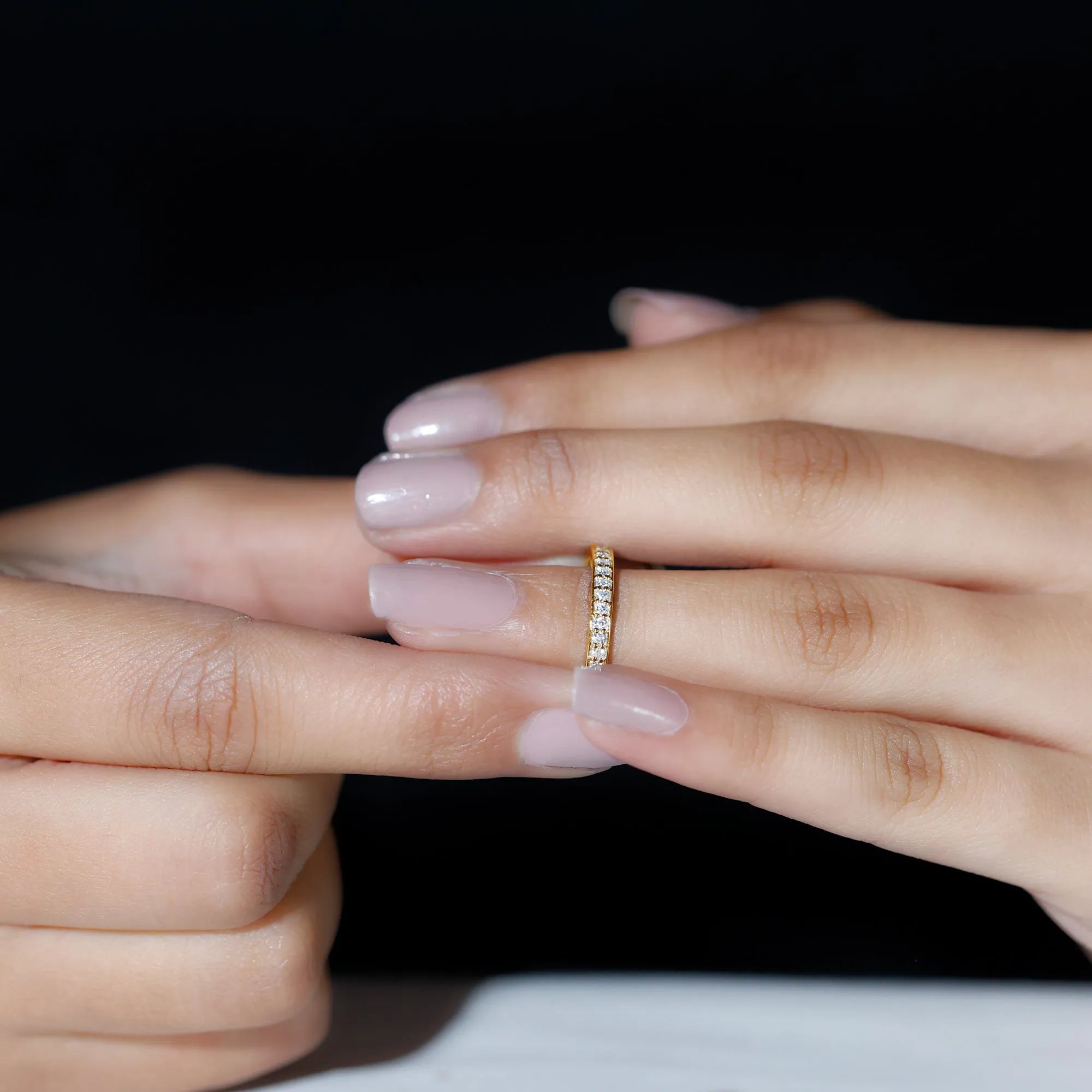 Minimal Moissanite Semi Eternity Band Ring