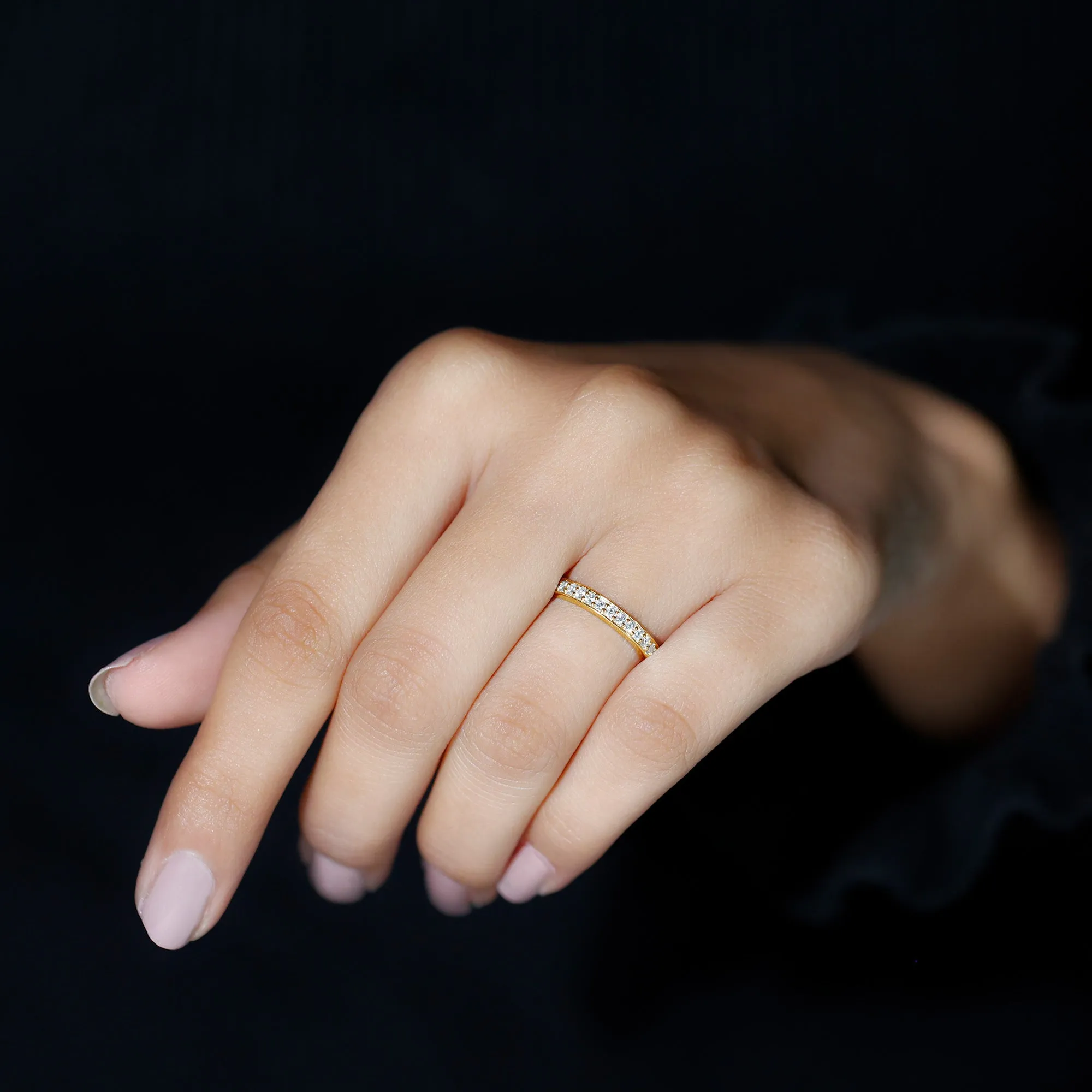Minimal Moissanite Semi Eternity Band Ring