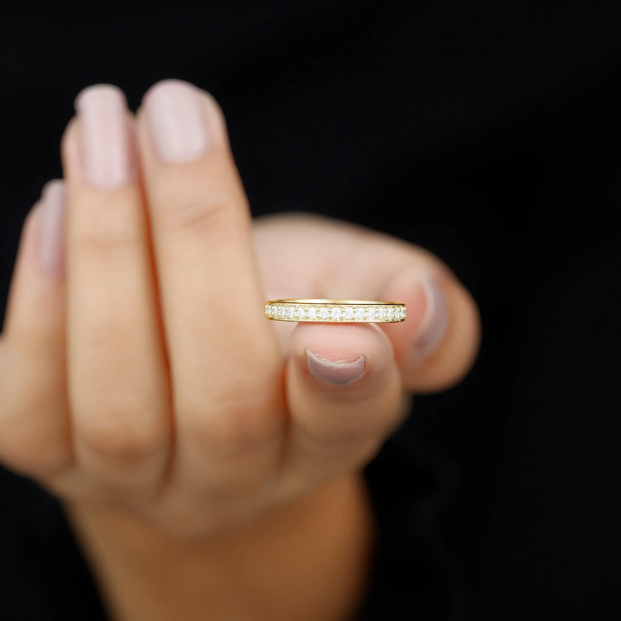 Minimal Moissanite Semi Eternity Band Ring