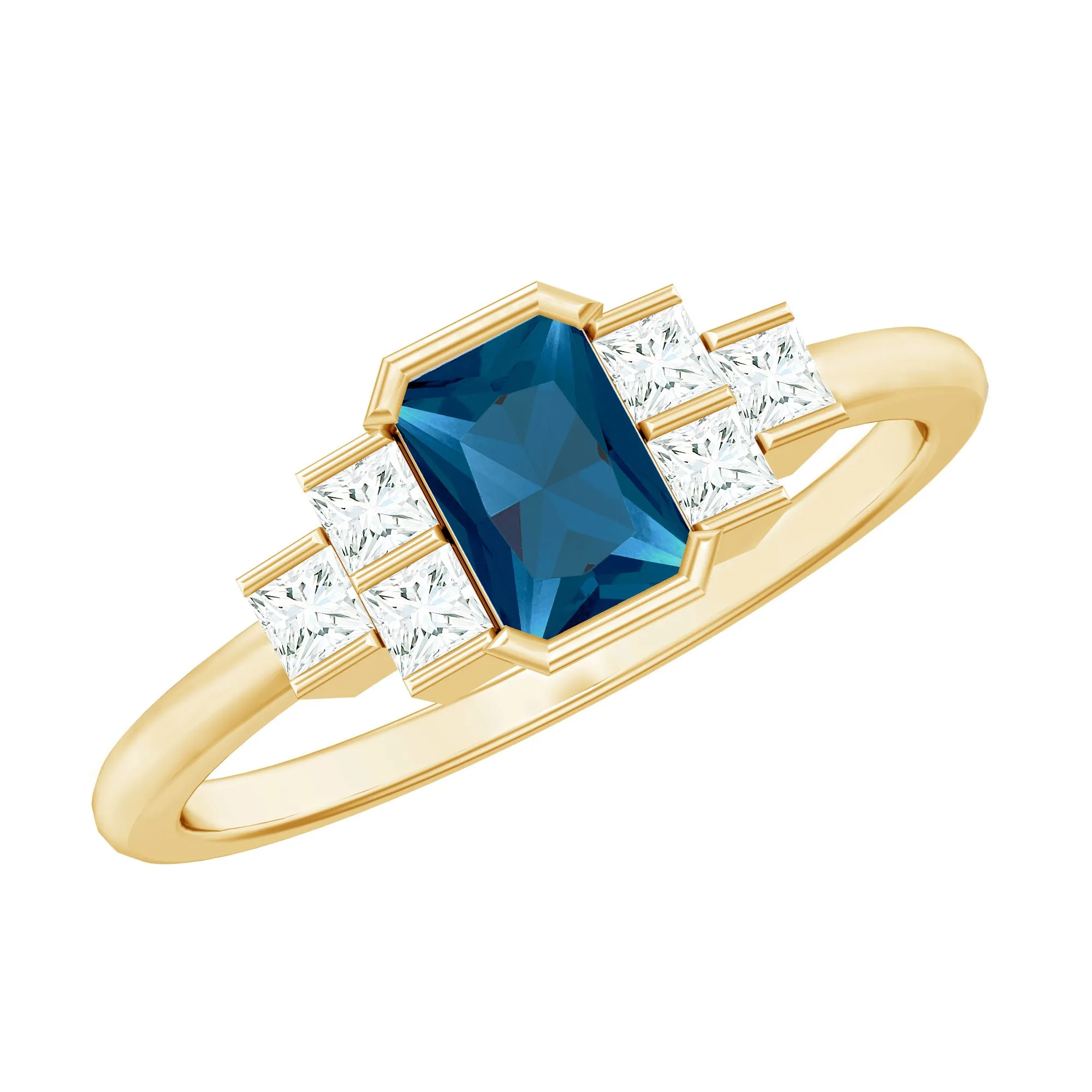 Minimal Ring with 1 CT London Blue Topaz and Diamond