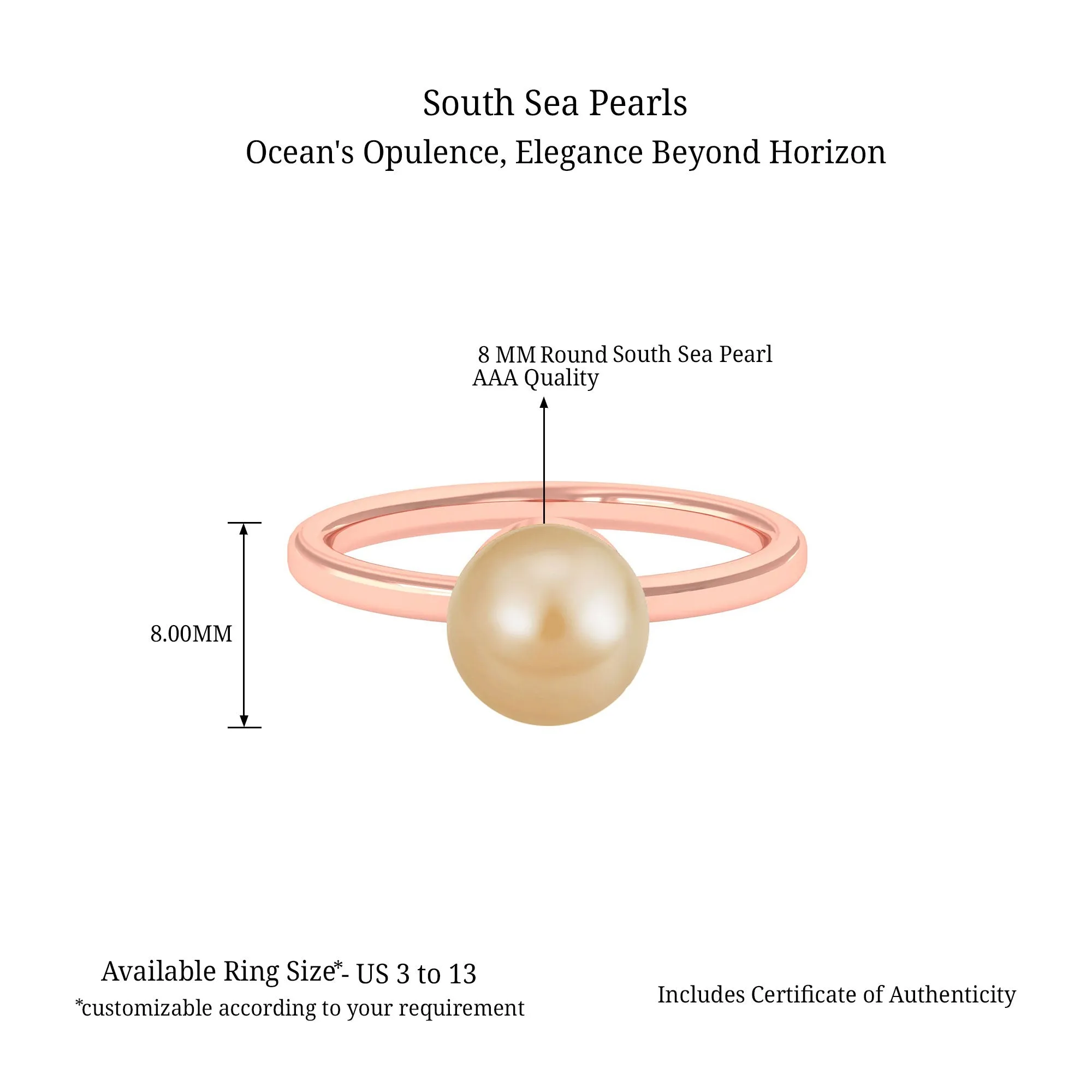 Minimal Round South Sea Pearl Solitaire Ring