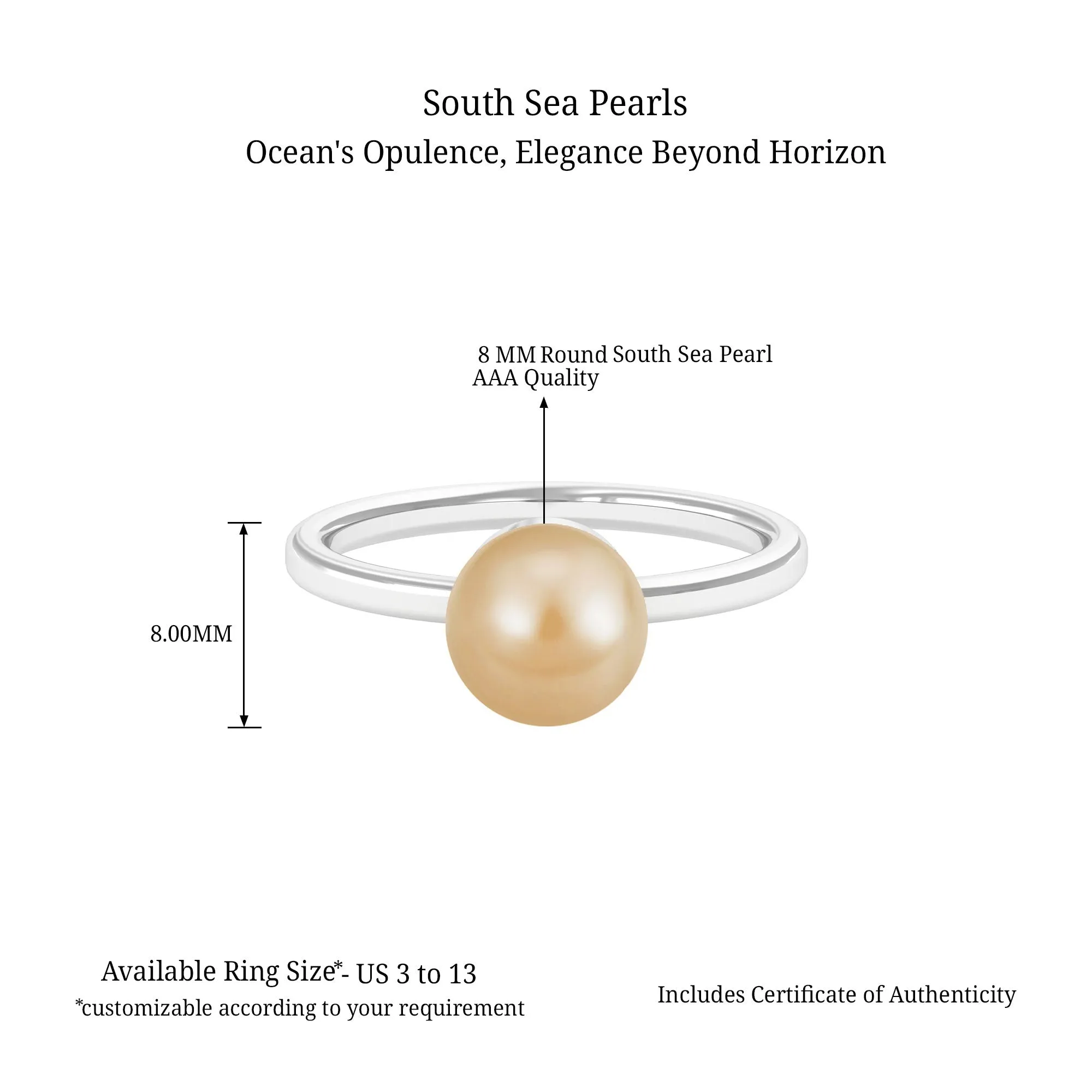 Minimal Round South Sea Pearl Solitaire Ring