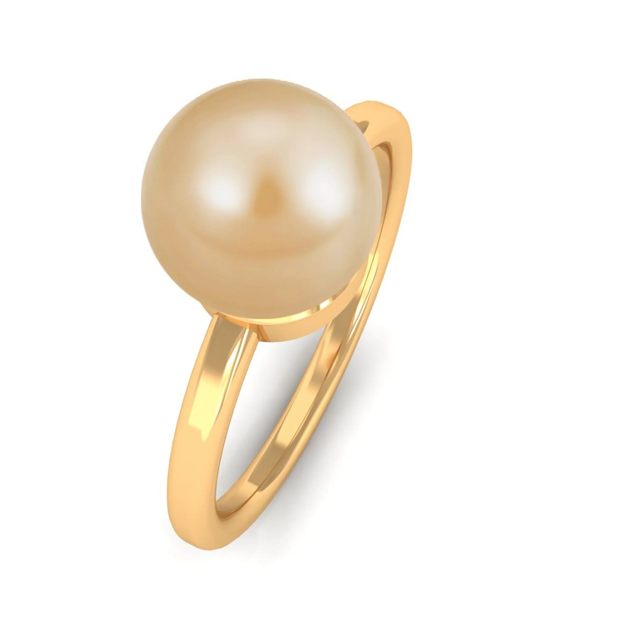 Minimal Round South Sea Pearl Solitaire Ring