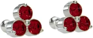 Minimal Ruby CZ Trio Stud Earrings, 18K Gold Vermeil Over 925 Sterling Silver, Dainty 2mm Round Stones, Hypoallergenic Lightweight Studs for Women, 4.2mm Trio Design