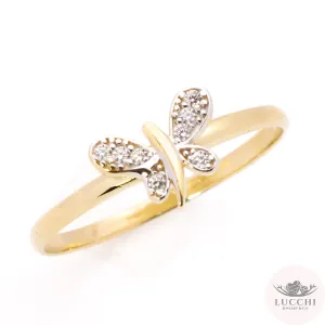 Minimal Slim Butterfly Ring - White - 14k