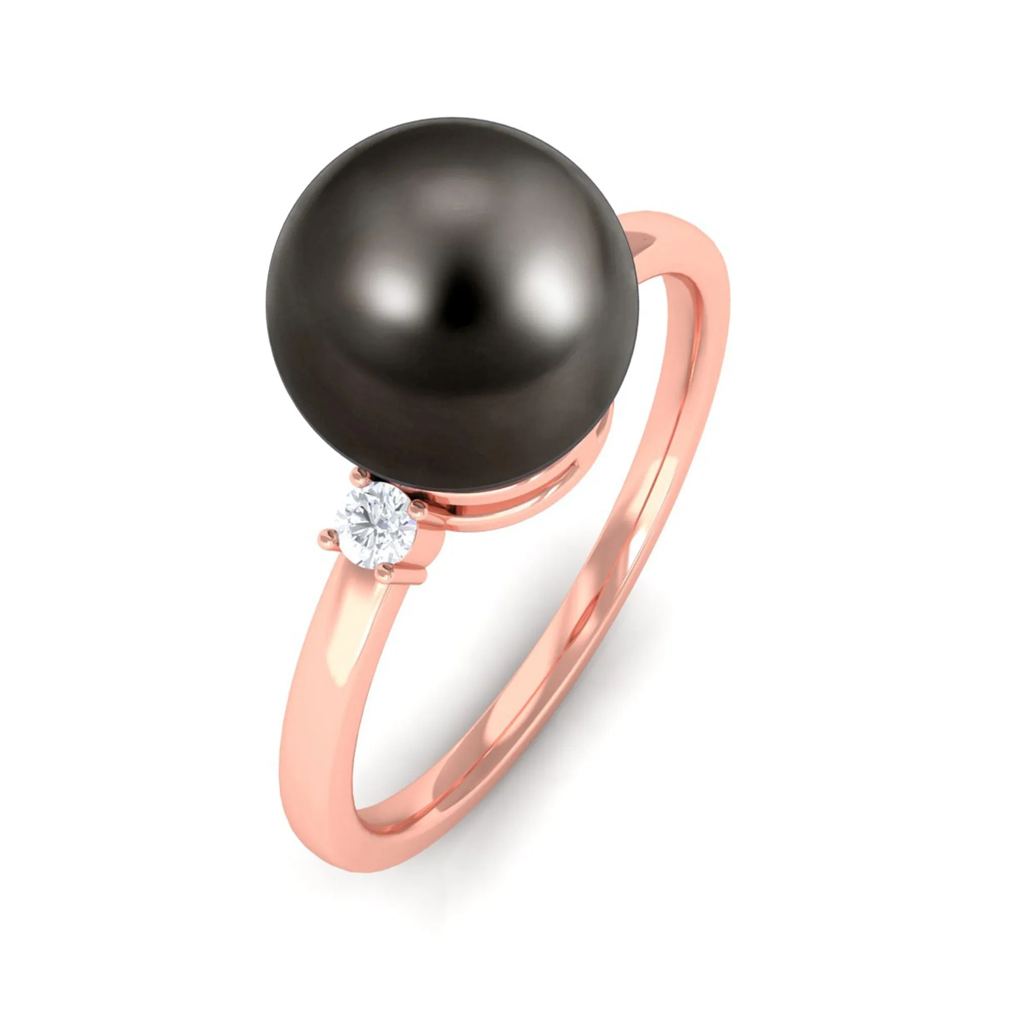 Minimal Tahitian Pearl Solitaire Promise Ring